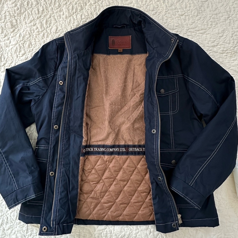 Outback Trading Co Oilskin Field Blue Ridge Jacket Men's Extra Large Lined 29665 - Picture 2 of 16